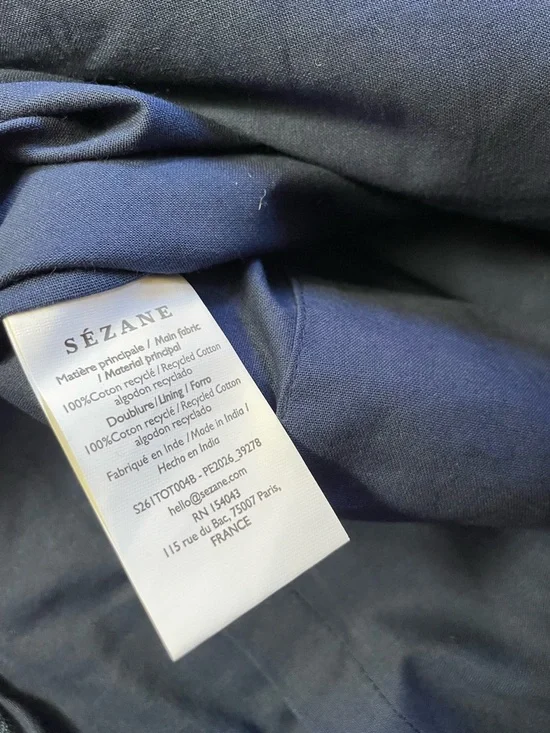 Sézane Sea New York Collaboration Denim Tote Embroidered Blue NWT - Picture 10 of 10